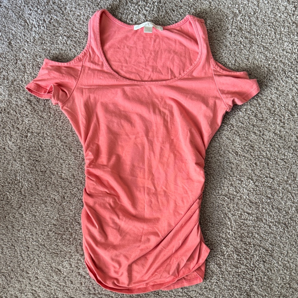 Boston Proper Coral Cold Shoulder Top